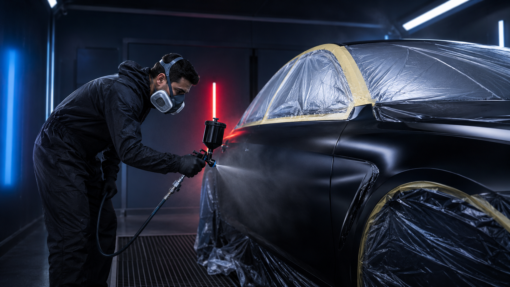 Smart paint spray process at Al Quoz Dubai workshop